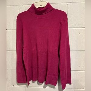 Women’s plus size pink ribbed turtleneck sweater